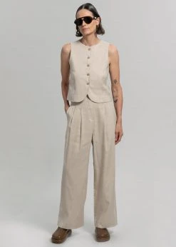 The Frankie Shop CLOTHING Maria Linen Pants - Beige