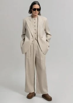 The Frankie Shop Maria Linen Vest - Beige CLOTHING