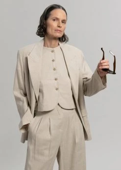 The Frankie Shop Maria Linen Vest - Beige CLOTHING