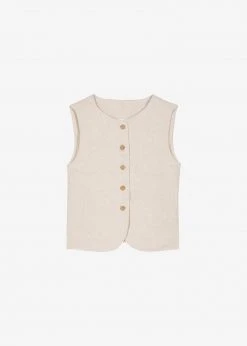The Frankie Shop Maria Linen Vest - Beige CLOTHING