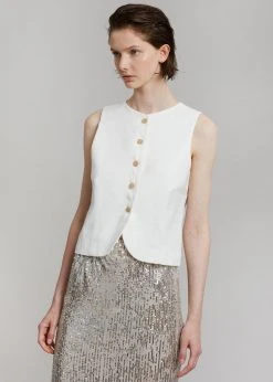 The Frankie Shop CLOTHING Maria Linen Vest - White