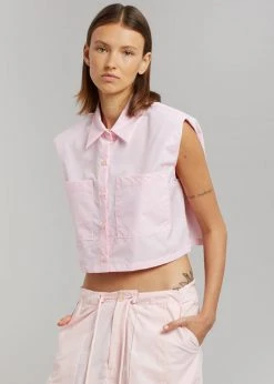 The Frankie Shop Marylin Padded Cropped Shirt - Pink