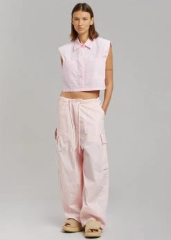The Frankie Shop Marylin Padded Cropped Shirt - Pink