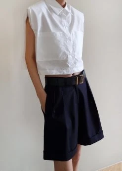 The Frankie Shop CLOTHING Marylin Padded Cropped Shirt - White