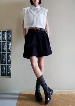 The Frankie Shop CLOTHING Marylin Padded Cropped Shirt - White