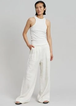 MATIN Herringbone Linen Pant - Off White