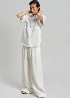 MATIN Herringbone Linen Pant - Off White