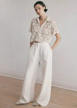 MATIN Herringbone Linen Pant - Off White