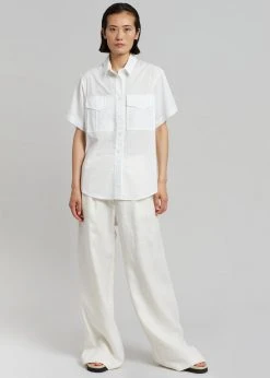 CLOTHING MATIN Short Sleeve Pocket Shirt - White