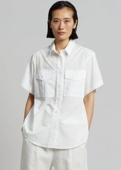 CLOTHING MATIN Short Sleeve Pocket Shirt - White