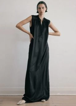 CLOTHING MATIN Sleeveless Button-up Dress - Black