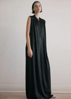 CLOTHING MATIN Sleeveless Button-up Dress - Black
