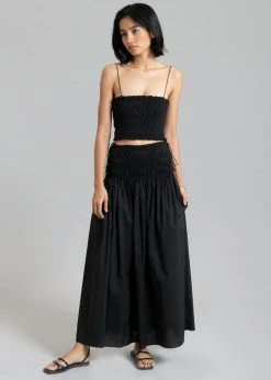 Matteau Shirred Tie Skirt - Black