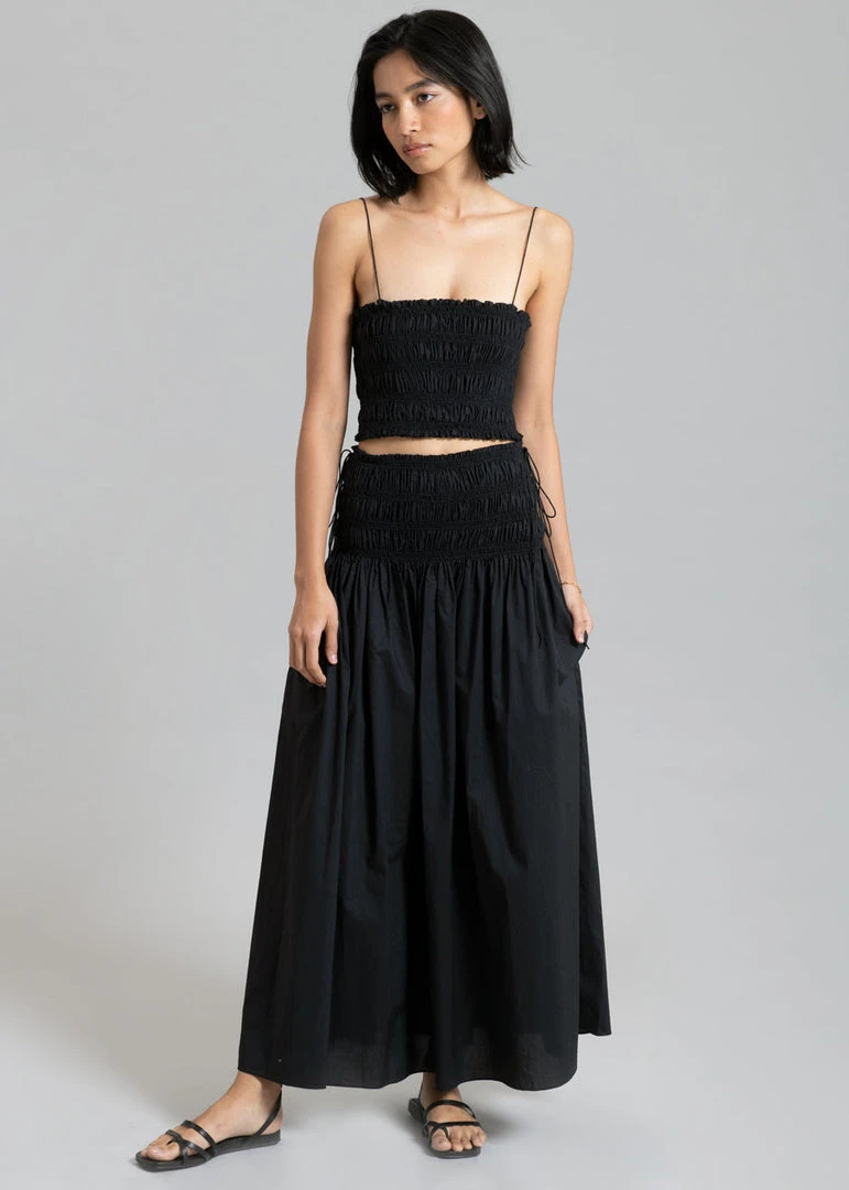 Matteau Shirred Tie Skirt - Black