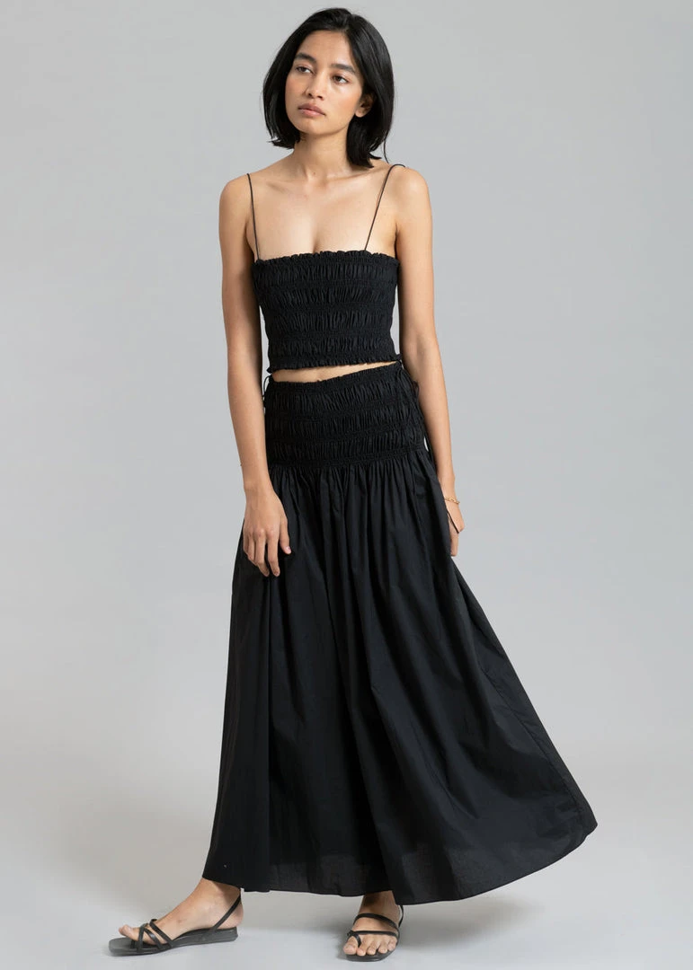 Matteau Shirred Tie Skirt - Black