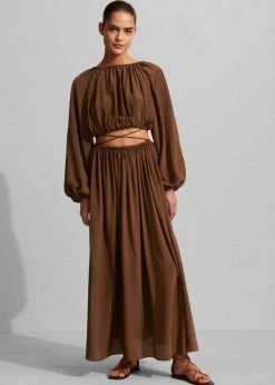 Matteau Voluminous Cropped Blouse - Pecan