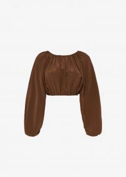 Matteau Voluminous Cropped Blouse - Pecan