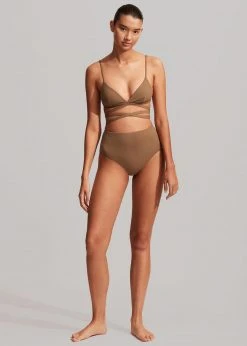 Matteau Wrap Triangle Bikini Top- Cinnamon Crinkle