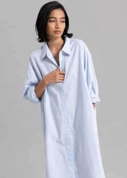 The Frankie Shop Mav Shirt Dress - Blue Stripe