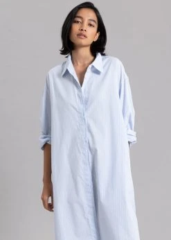 The Frankie Shop Mav Shirt Dress - Blue Stripe