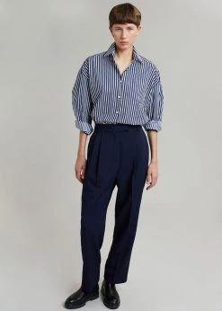 The Frankie Shop Melody Organic Cotton Shirt - Navy Stripe