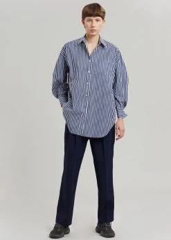 The Frankie Shop Melody Organic Cotton Shirt - Navy Stripe