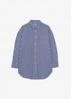 The Frankie Shop Melody Organic Cotton Shirt - Navy Stripe