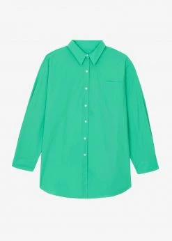 The Frankie Shop Melody Oversized Cotton Shirt - Island Green