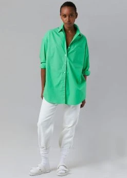The Frankie Shop Melody Oversized Cotton Shirt - Island Green