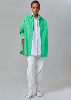 The Frankie Shop Melody Oversized Cotton Shirt - Island Green
