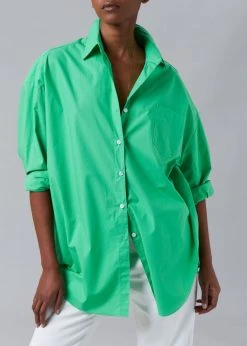 The Frankie Shop Melody Oversized Cotton Shirt - Island Green