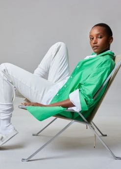 The Frankie Shop Melody Oversized Cotton Shirt - Island Green