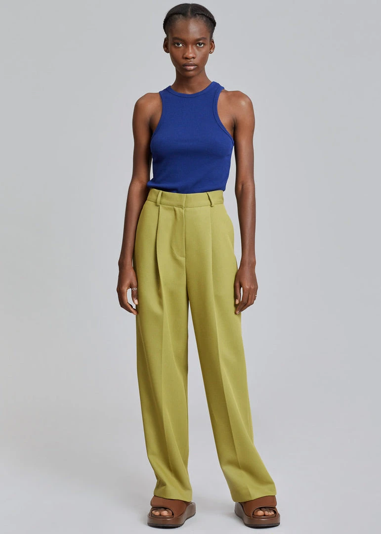 The Frankie Shop Minerva Suit Pants - Moss Green CLOTHING