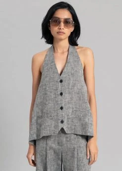 Black Fuchsia Mirl Backless Vest - Grey Melange