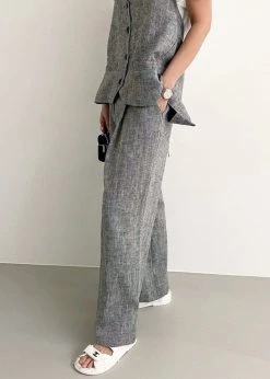 Black Fuchsia Mirl Wide Pants - Grey Melange