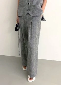Black Fuchsia Mirl Wide Pants - Grey Melange