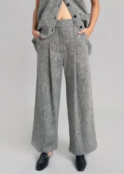 Black Fuchsia Mirl Wide Pants - Grey Melange