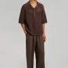 Nanushka Dorian Paper Crochet Shirt - Brown Men