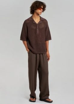 Nanushka Dorian Paper Crochet Shirt - Brown Men