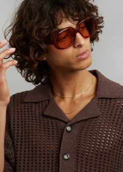 Nanushka Dorian Paper Crochet Shirt - Brown Men