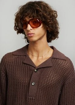 Nanushka Dorian Paper Crochet Shirt - Brown Men