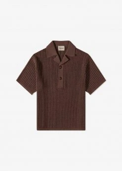 Nanushka Dorian Paper Crochet Shirt - Brown Men