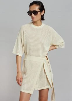 Nanushka Samira T-shirt Wrap Dress - Creme