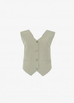 The Frankie Shop CLOTHING Nola Cross Vest - Khaki
