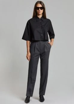 The Frankie Shop CLOTHING Odem Cropped Shirt - Black