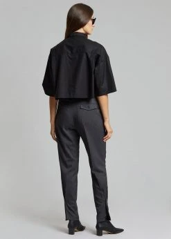 The Frankie Shop CLOTHING Odem Cropped Shirt - Black