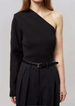 Tempting CLOTHING Oki One Shoulder Top - Black