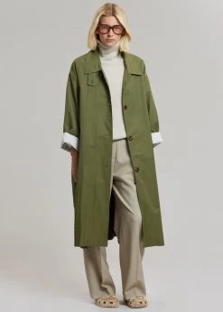 The Frankie Shop CLOTHING Orion Trench Coat - Olive