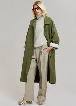 The Frankie Shop CLOTHING Orion Trench Coat - Olive