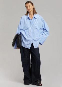 The Frankie Shop CLOTHING Orson Pocket Shirt - Blue Stripe